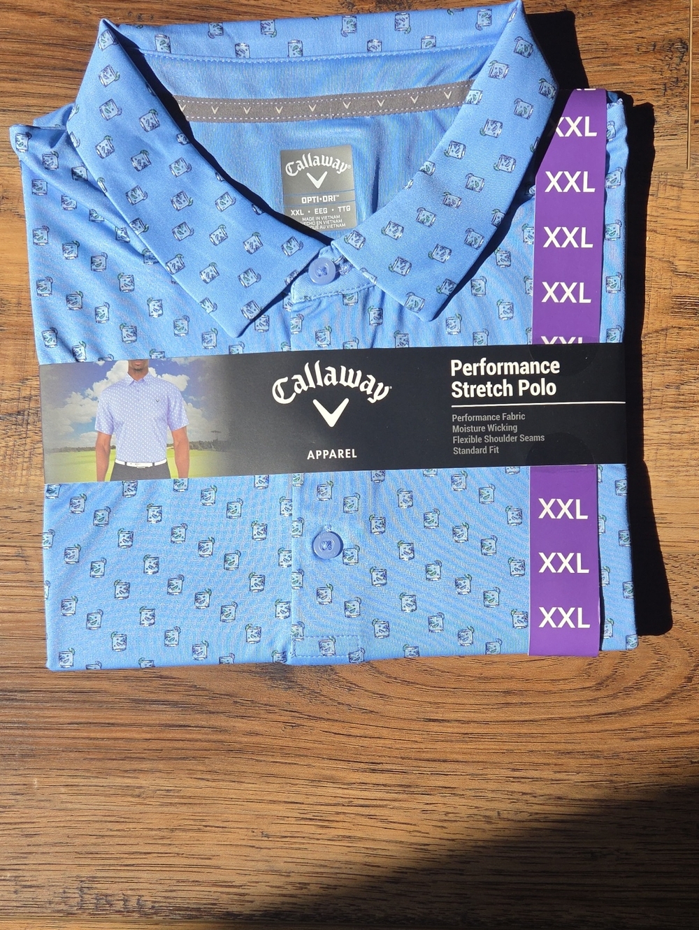 Callaway Men’s Light Blue Patterned Performance Polo